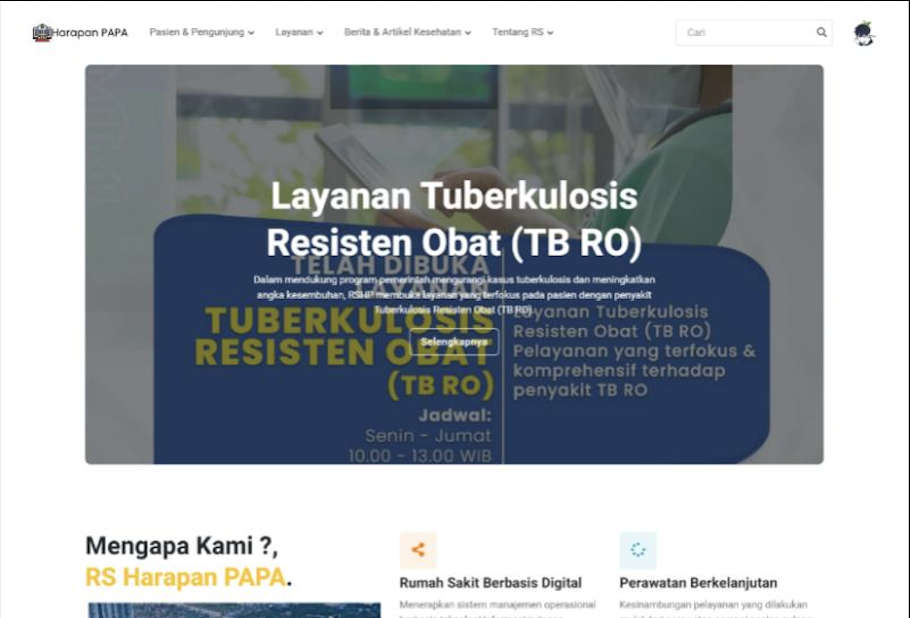 Harapan PAPA Hospital Website
